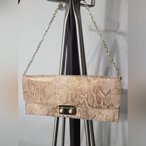 Banana Republic Clutch Shoulder Bag Metallic Gold Animal Print Pattern (SAMPLE)